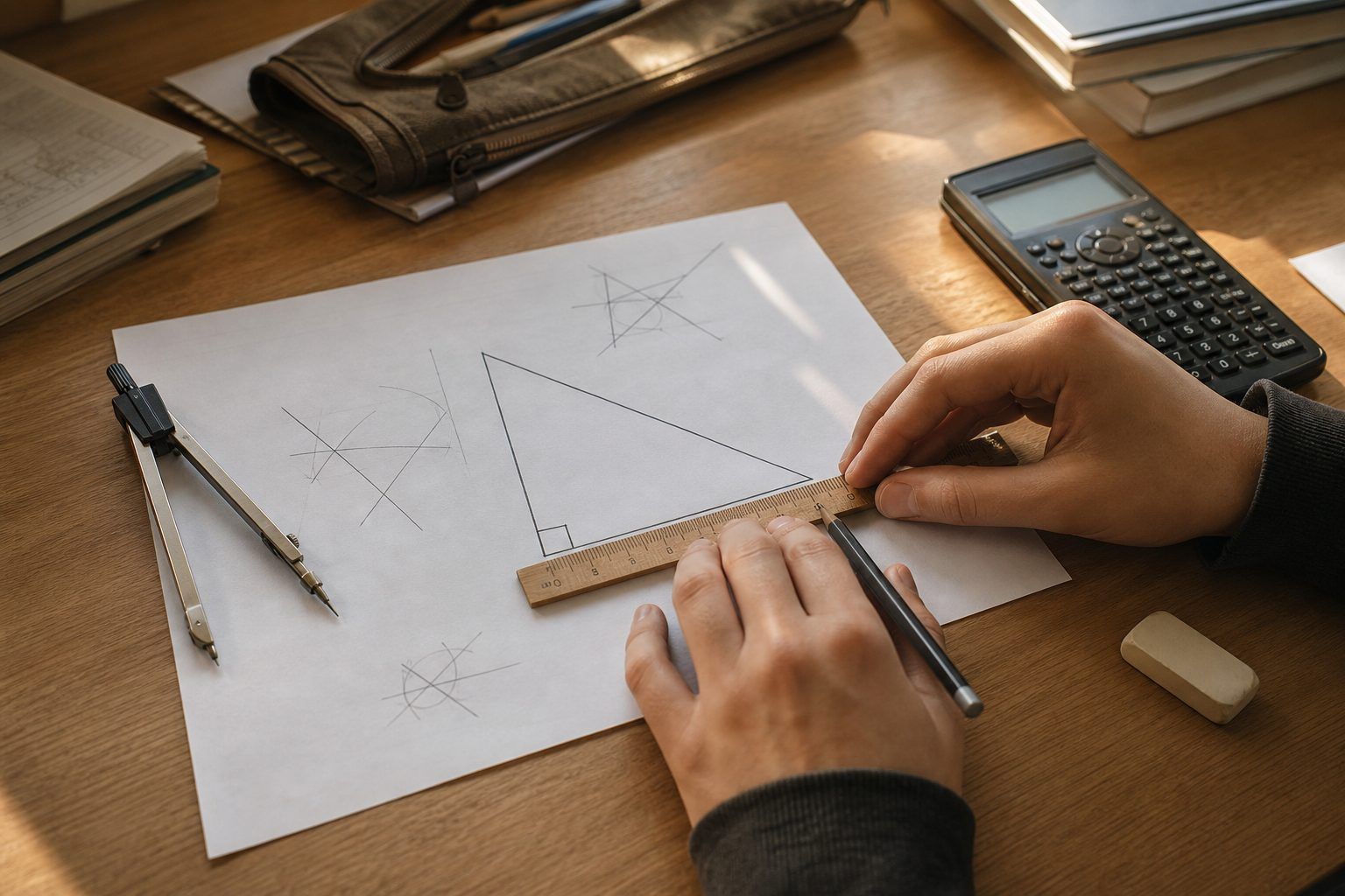 Exemple corrigé : contrôler une longueur dans un triangle rectangle