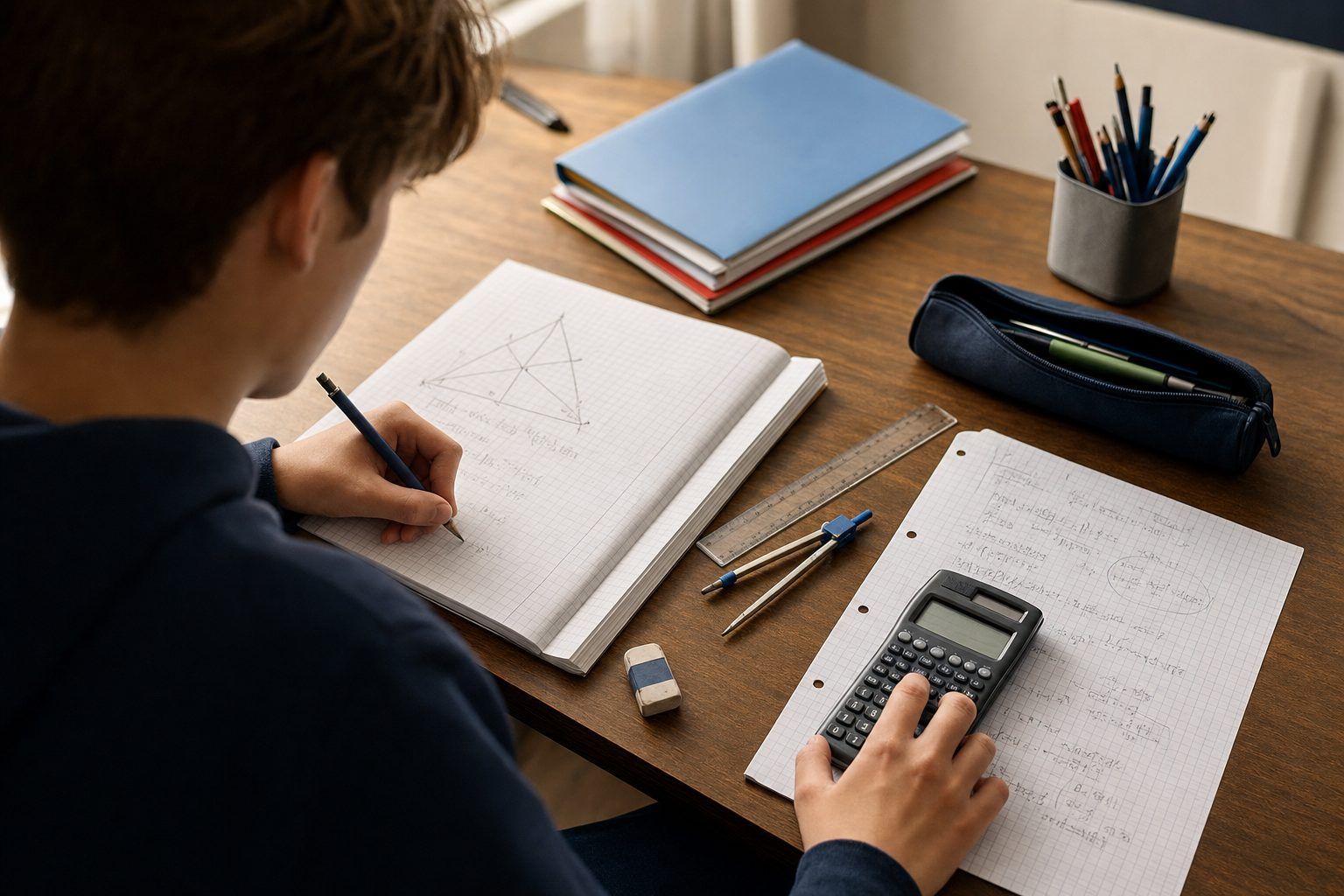 Traiter un exercice de maths en troisième, puis vérifier sa réponse
