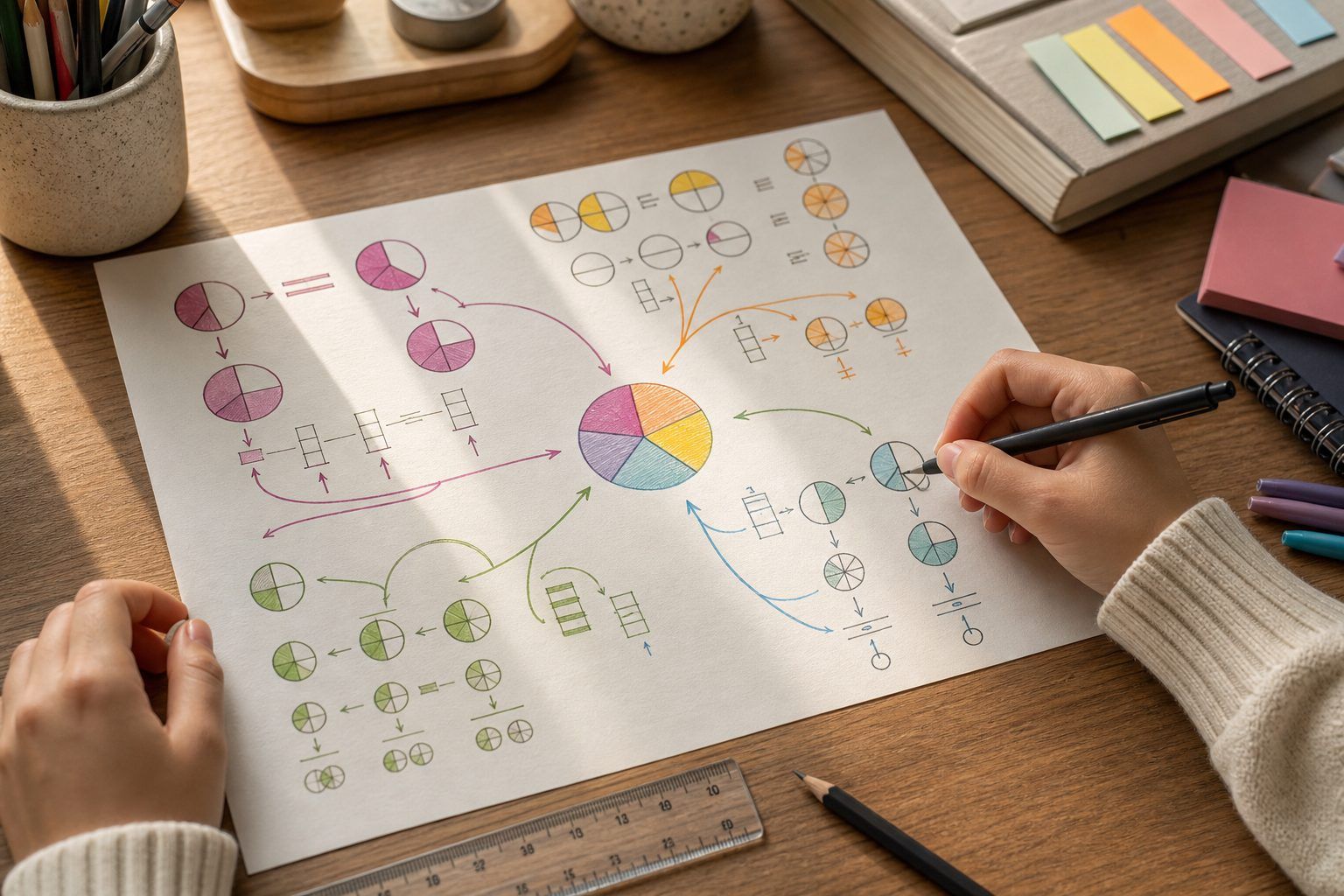 Exemple original : une carte mentale sur l’addition de fractions
